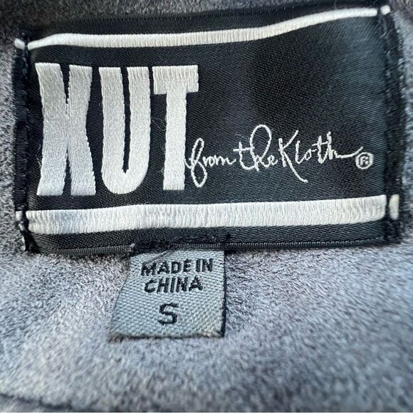 Kut from the Kloth Charcoal Faux Suede Peplum Full Zip Career Cadual Blazer SZ S - Picture 11 of 13